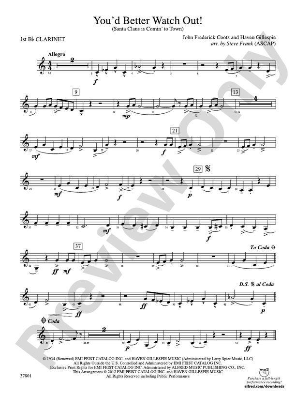 You'd Better Watch Out!: 1st B-flat Clarinet