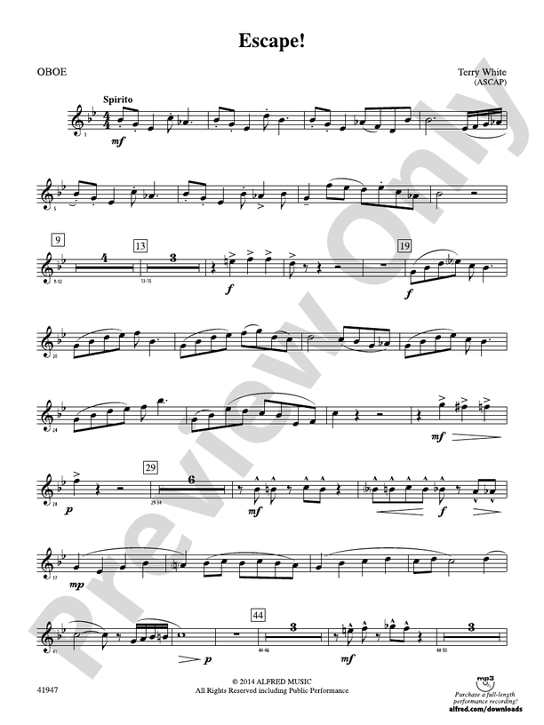 Escape! Oboe Oboe Part Digital Sheet Music Download