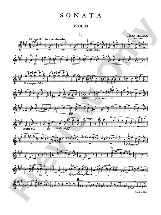 Northern Psykologisk måtte Franck: Sonata in A Major: Sonata in A Major (Violin) Part - Digital Sheet  Music Download