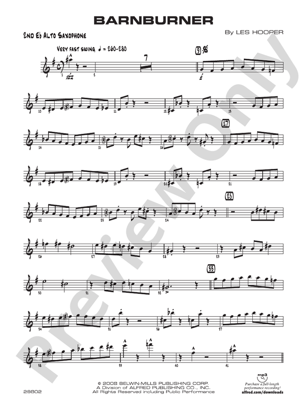 Barnburner 2nd Eflat Alto Saxophone 2nd Eflat Alto Saxophone Part