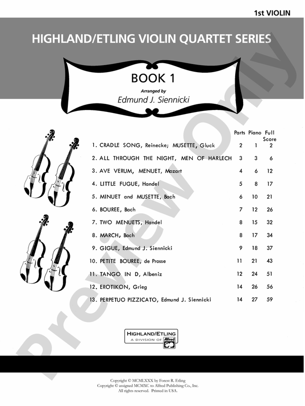 Highlandetling Violin Quartet Series Set 1 1st Violin 1st Violin Part Digital Sheet Music 7392