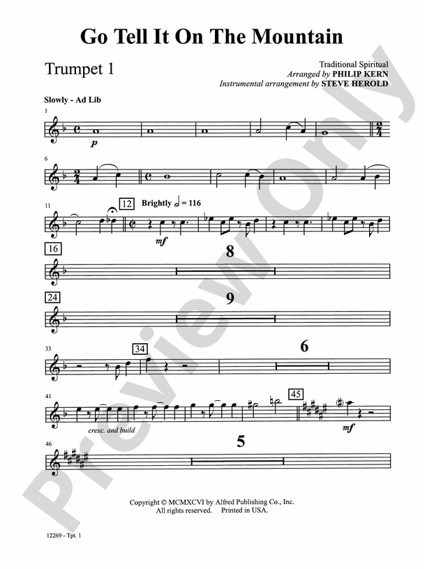 Go Tell It on the Mountain: 1st B-flat Trumpet