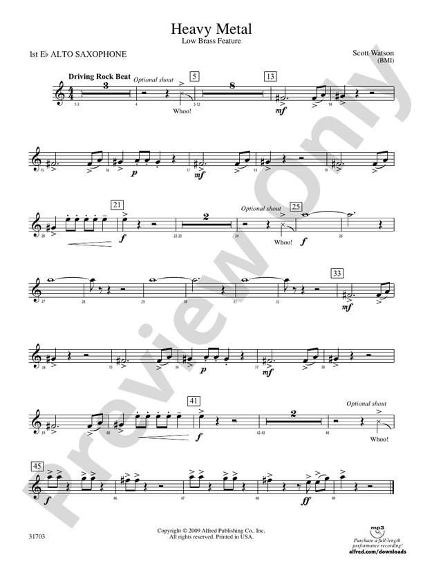 Heavy Metal Eflat Alto Saxophone Eflat Alto Saxophone Part