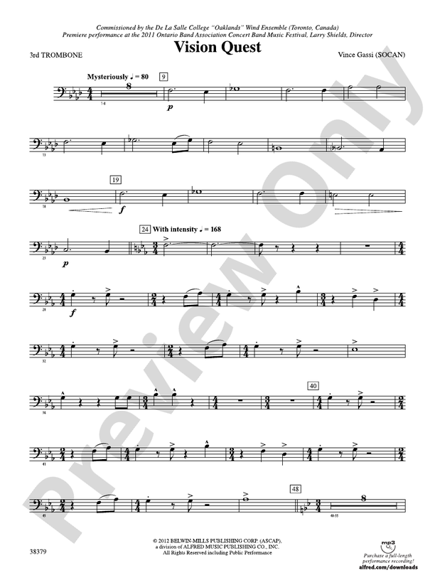 Vision Quest 3rd Trombone 3rd Trombone Part Digital Sheet Music