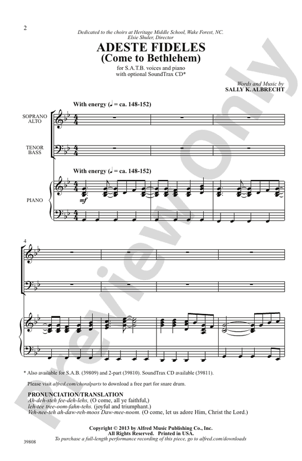 Adeste Fideles: SATB Choral Octavo: Sally K. Albrecht - Digital Sheet ...