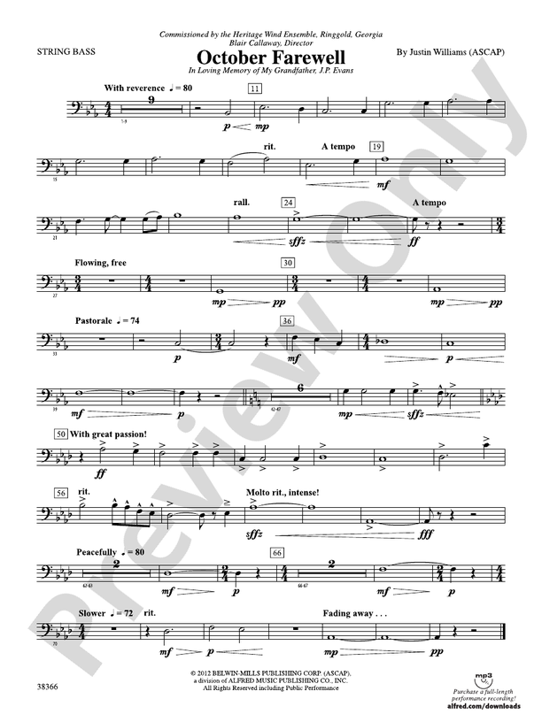 October Farewell: String Bass: String Bass Part - Digital Sheet Music ...