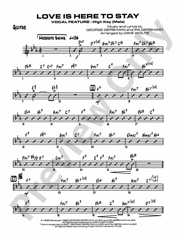 Love Is Here To Stay Guitar Guitar Part Digital Sheet Music Download