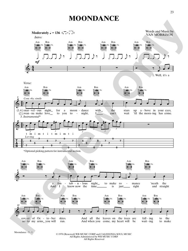 Moondance: Banjo: Van Morrison - Digital Sheet Music Download