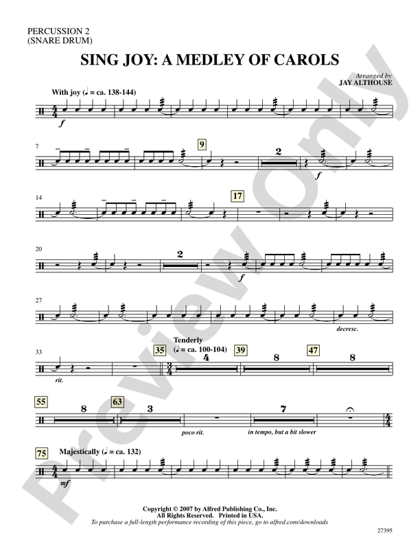Sing Joy: A Medley of Carols: 2nd Percussion