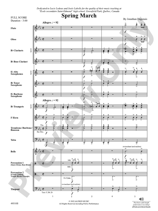 Spring March: Score: Concert Band Score - Digital Sheet