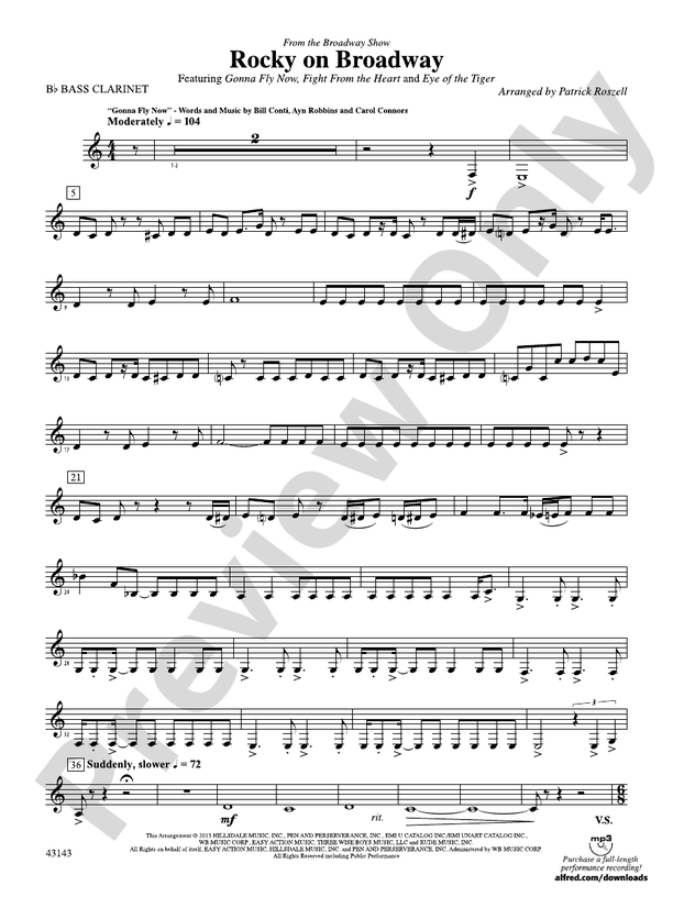 Rocky on Broadway Bflat Bass Bflat Bass Part Digital Sheet Music Download