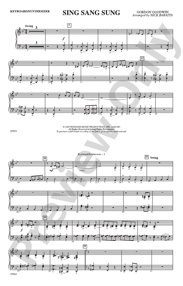 Sing Sang Sung: Keyboard/Synthesizer: Keyboard/Synthesizer Part