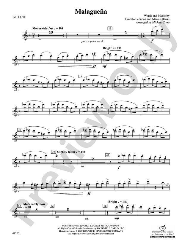 Malagueña: Flute: Flute Part - Digital Sheet Music Download