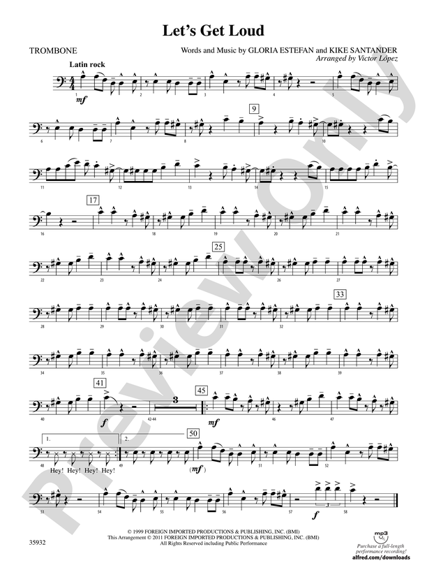 Let'S Get Loud: 1st Trombone: 1st Trombone Part - Digital Sheet.