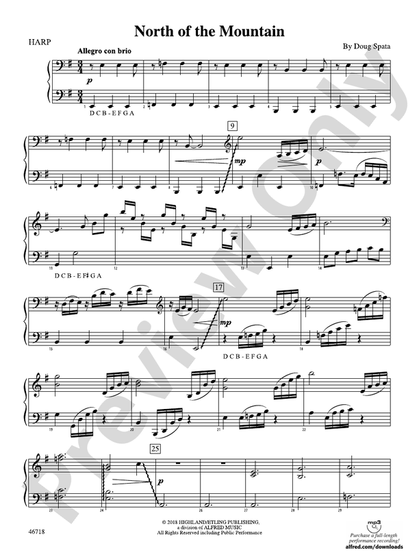 North of the Mountain Harp Harp Part Digital Sheet Music Download