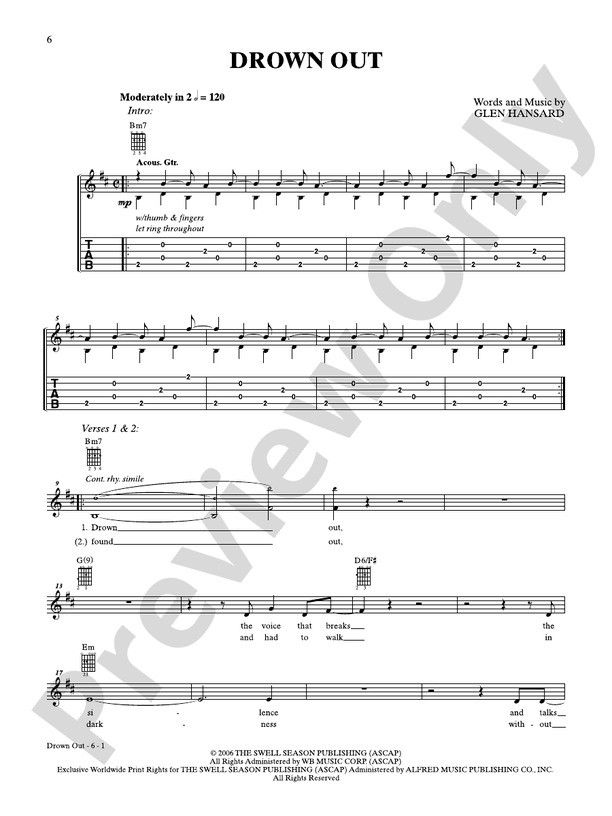 The Glen Hansard Guitar Songbook Guitar Glen Hansard Digital Sheet 