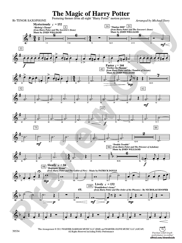The Magic of Harry Potter: B-flat Tenor Saxophone