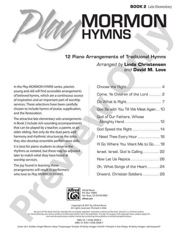 Play Mormon Hymns, Book 2: 12 Piano Arrangements of Traditional Hymns