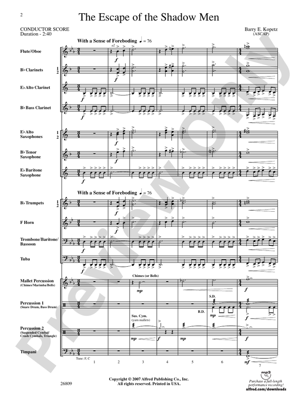 The Escape of the Shadow Men: Score