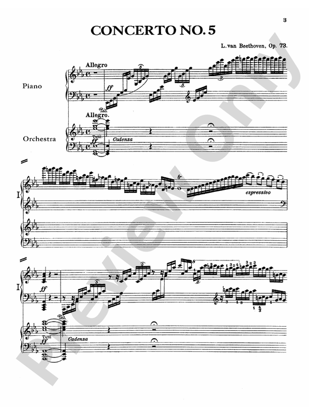 Beethoven: Piano Concerto No. 5 in E flat Major, Opus 73