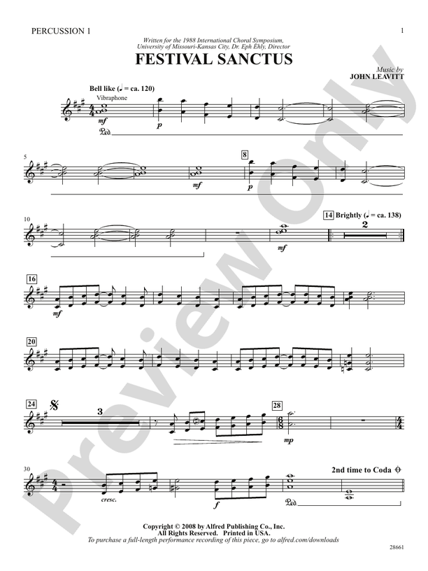 Festival Sanctus: 1st Percussion: 1st Percussion Part - Digital Sheet ...