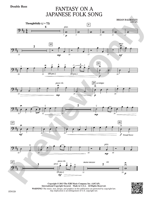 Fantasy on a Japanese Folk Song: Double Bass: Double Bass Part