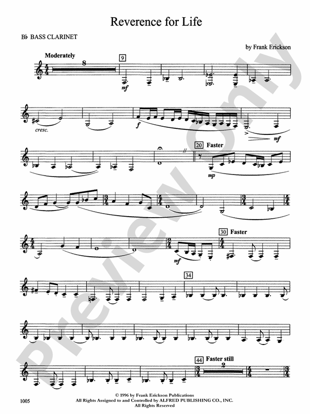 Reverence for Life Bflat Bass Bflat Bass Part