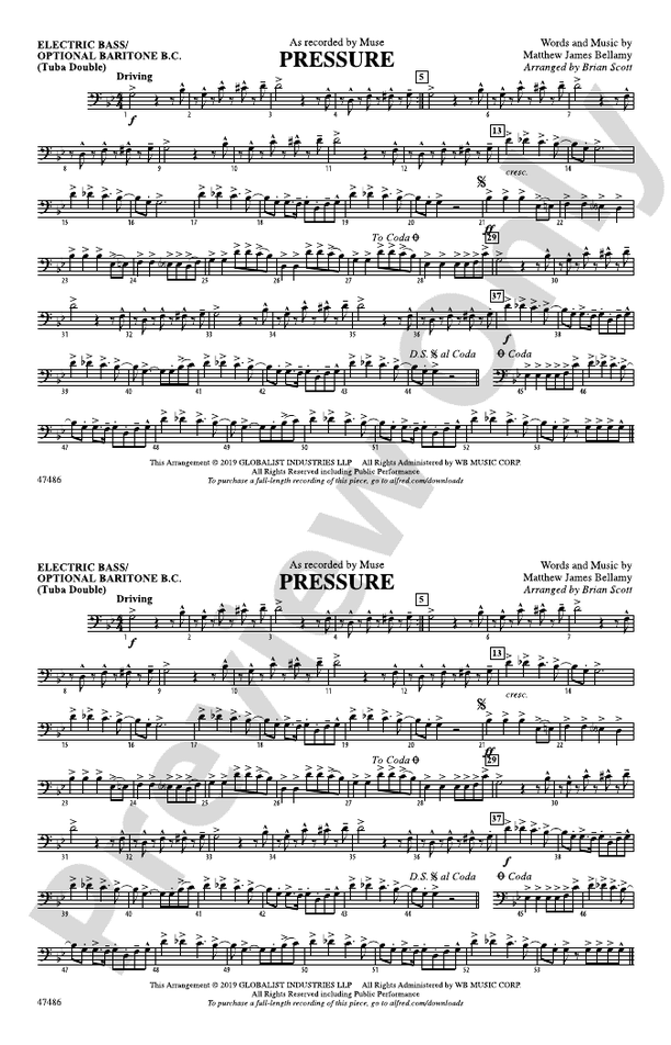 Pressure Electric Bass Electric Bass Part Digital Sheet Music Download