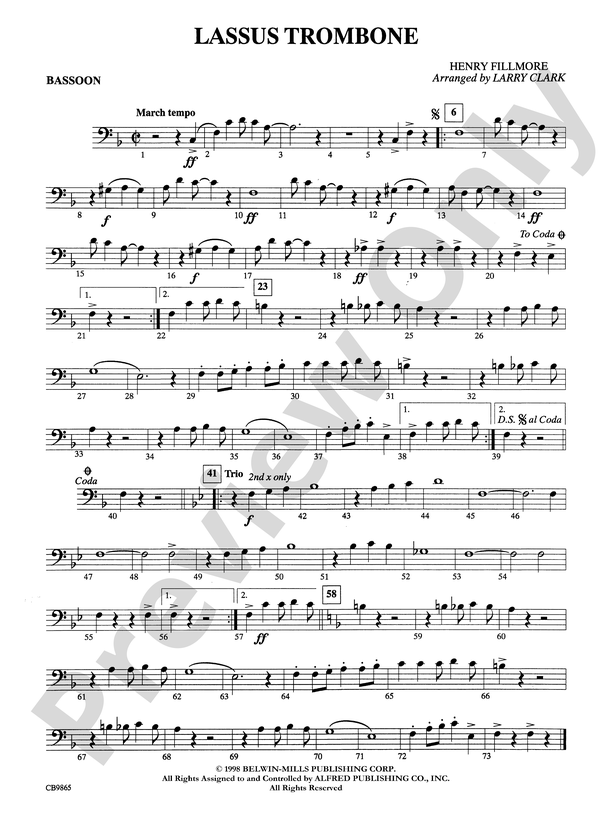 Lassus Trombone Bassoon Bassoon Part Digital Sheet Music Download