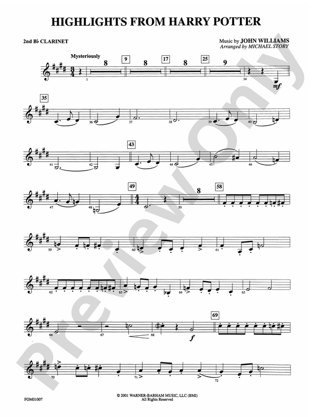 Harry Potter, Highlights from: 2nd B-flat Clarinet: 2nd B-flat Clarinet ...