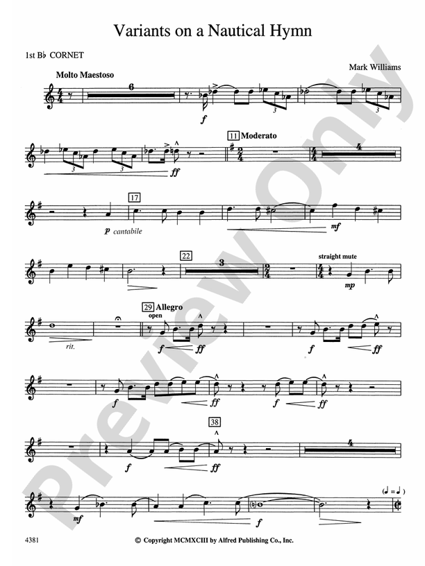 Variations on a Nautical Hymn: 1st B-flat Cornet: 1st B-flat Cornet ...