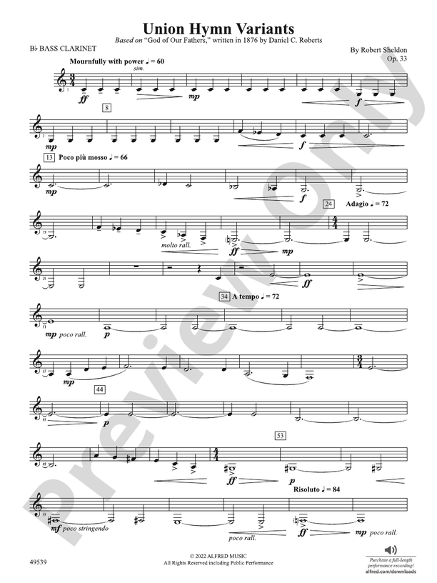 Union Hymn Variants Bflat Bass Bflat Bass Part