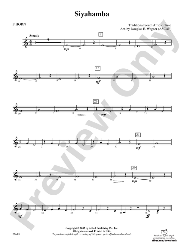 Siyahamba 1st F Horn 1st F Horn Part Digital Sheet Music Download 