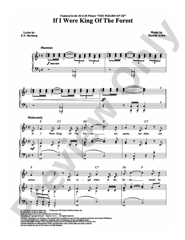 If I Were King Of The Forest Lyrics If I Were King of the Forest: Piano/Vocal/Chords: Harold Arlen