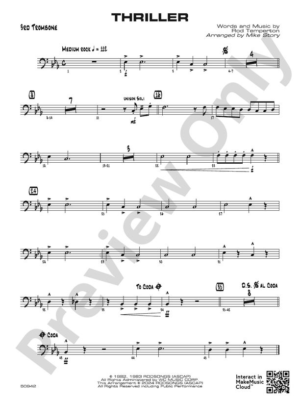 Thriller: 3rd Trombone: 3rd Trombone Part - Digital Sheet Music Download