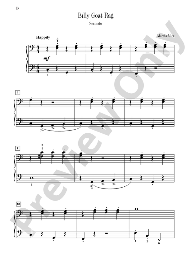 Billy Goat Rag - Piano Duet (1 Piano, 4 Hands)