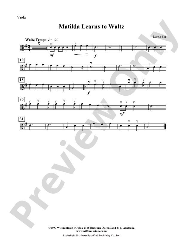 Matilda Learns to Waltz Viola Viola Part Digital Sheet Music Download
