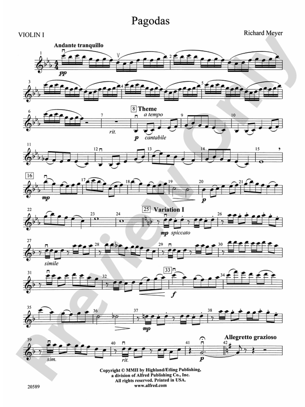 Pagodas 1st Violin 1st Violin Part Digital Sheet Music Download 8262