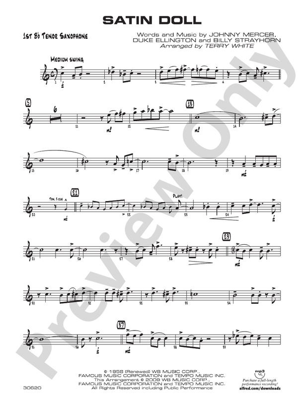 Satin Doll: B-flat Tenor Saxophone: B-flat Tenor Saxophone Part