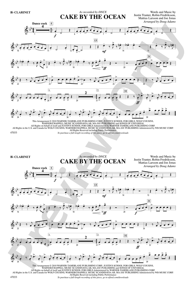 Cake by the Ocean: 1st B-flat Clarinet
