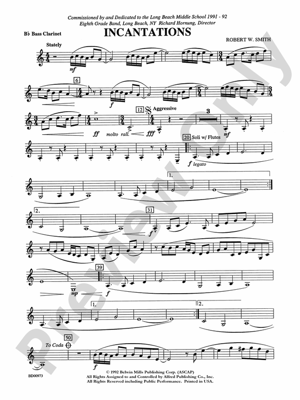 Incantations: B-flat Bass Clarinet: B-flat Bass Clarinet Part - Digital ...