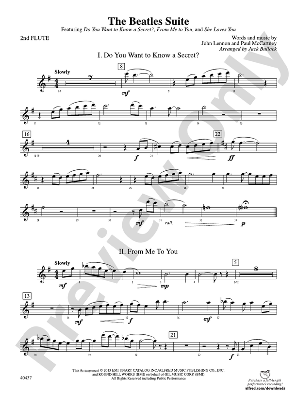 The Beatles Suite: 2nd Flute: 2nd Flute Part - Digital Sheet Music Download