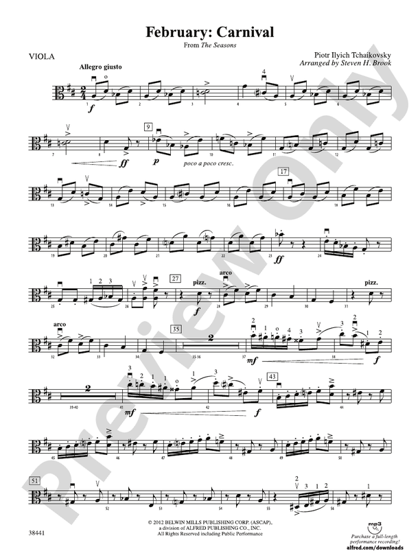 February: Carnival (from The Seasons): Viola: Viola Part - Digital ...