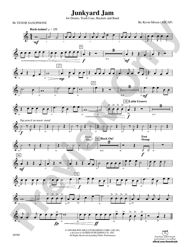 Junkyard Jam Bflat Tenor Saxophone Bflat Tenor Saxophone Part