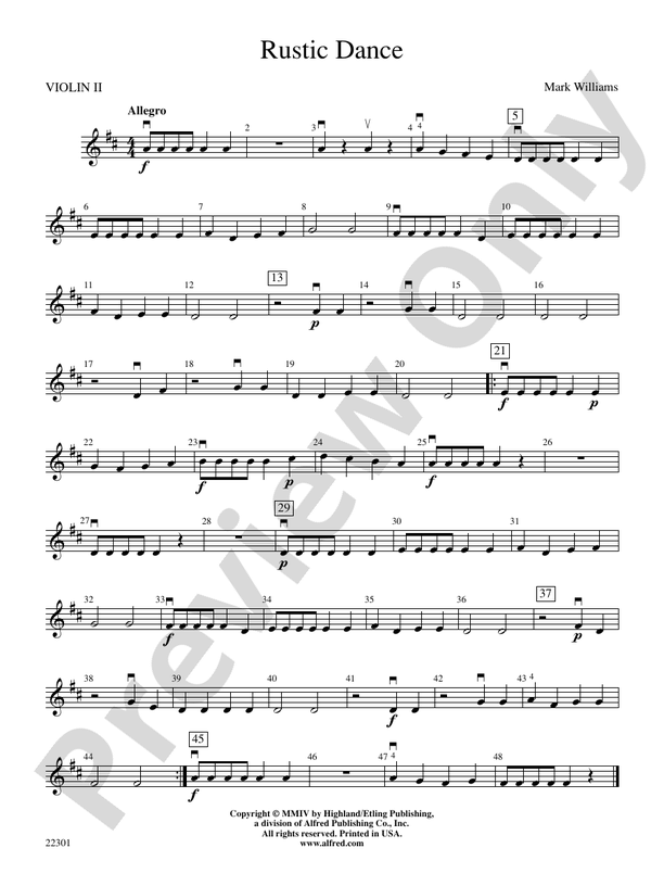 Rustic Dance 2nd Violin 2nd Violin Part Digital Sheet Music Download 2234