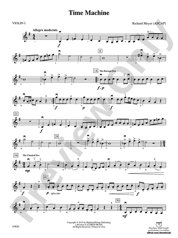 Time Machine 1st Violin 1st Violin Part Digital Sheet Music Download