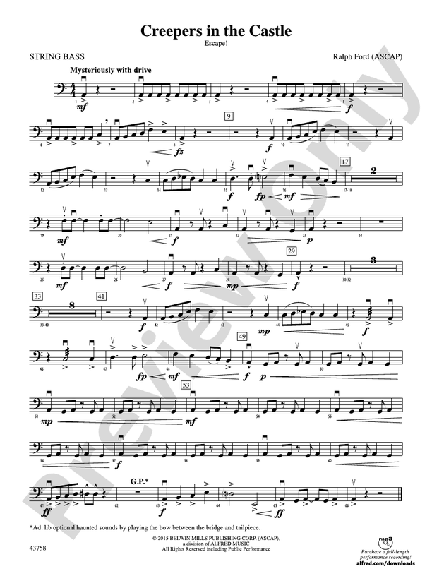 Creepers in the Castle String Bass String Bass Part Digital Sheet