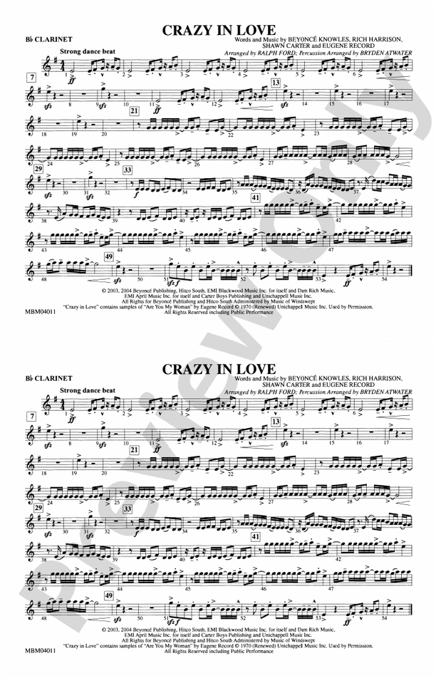 Crazy In Love: 1st B-flat Trumpet: 1st B-flat Trumpet Part - Digital Sheet  Music Download