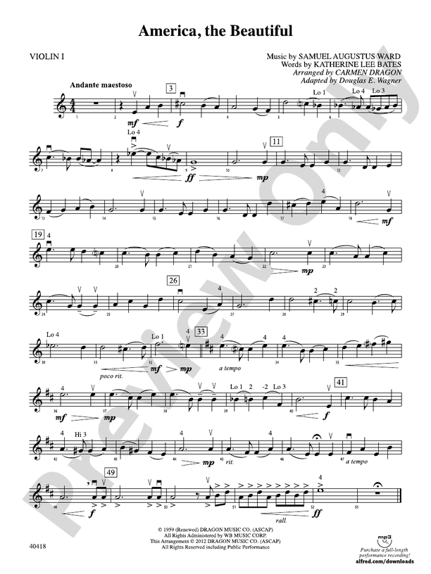 America, the Beautiful: 1st Violin