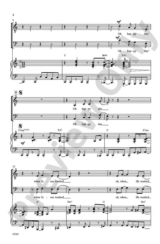 Oh Happy Day Tbb Choral Octavo Edwin R Hawkins Digital Sheet Music